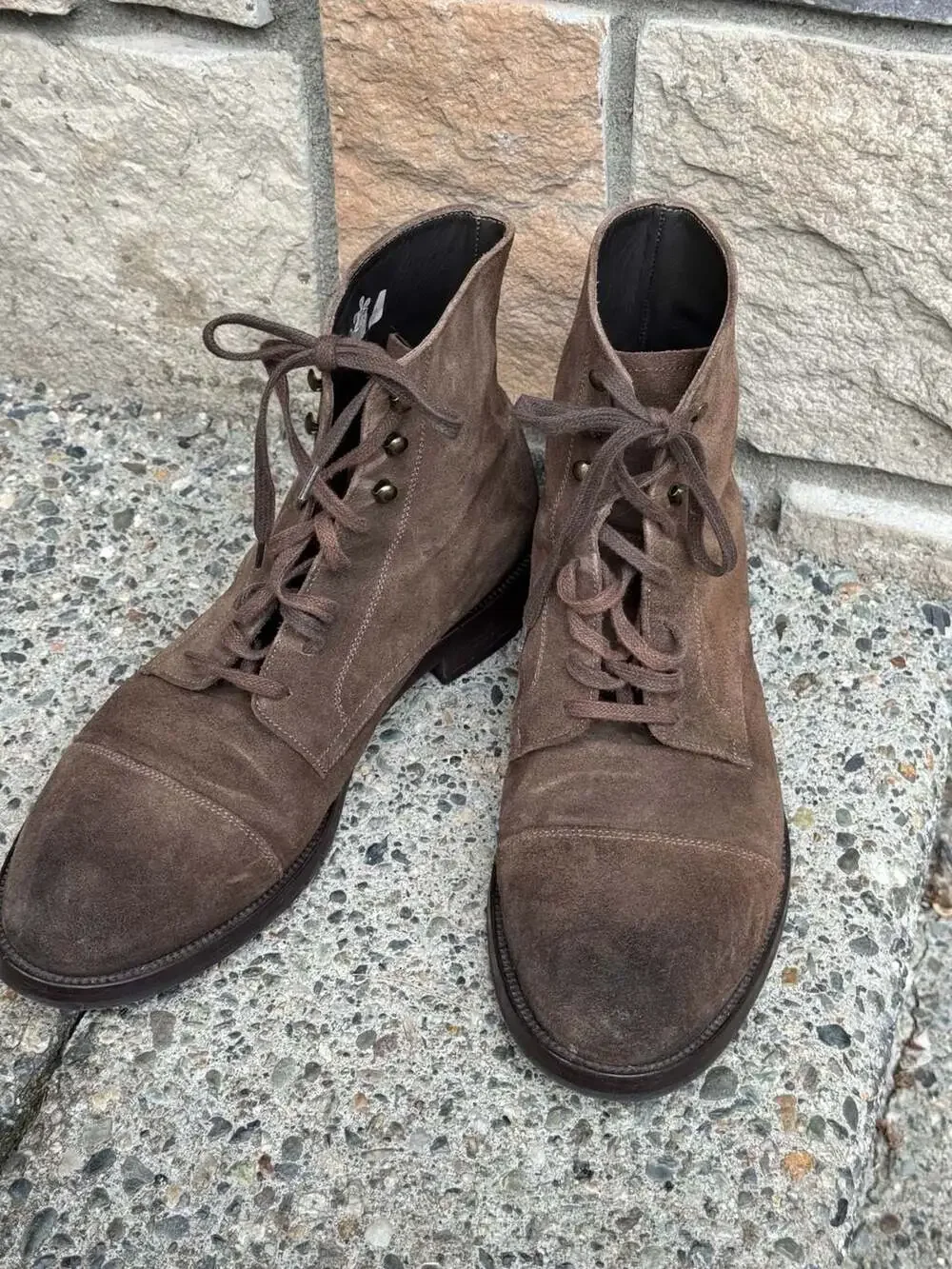 To Boot New York Adam Derrick Brown Suede Cap Toe Lace-Up Boots